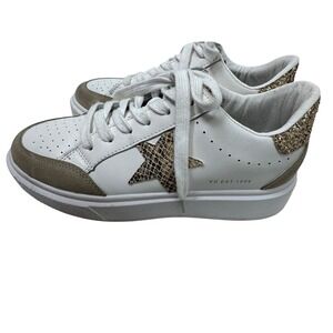 Vintage Havana Sneakers Women 8 White Gold Star Snakeskin Glitter Low